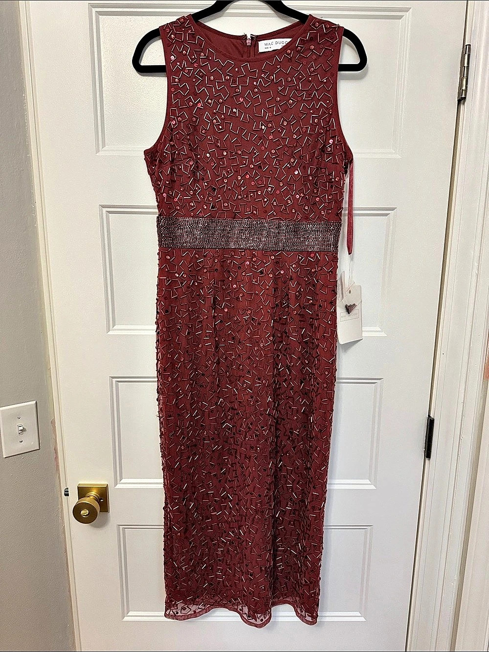 Mac Duggal Sequin Burgundy Size 10